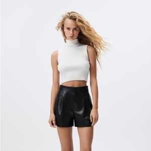 Zara Black Faux Leather Shorts, S